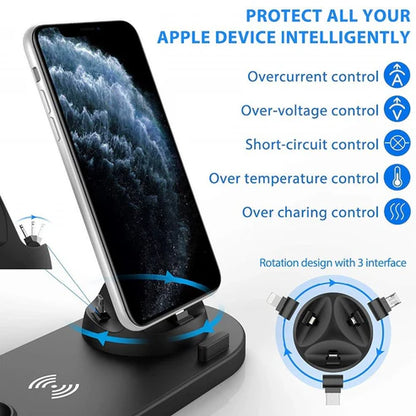 متوافق مع Apple، حامل شحن ثلاثة في واحد لساعة iwatch Aripods