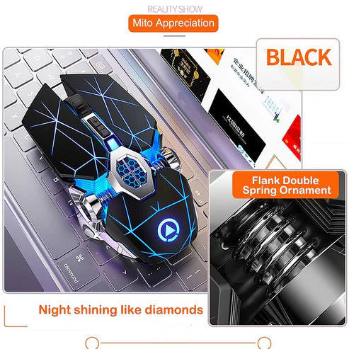 ماوس لاسلكي قابل لإعادة الشحن Silver Eagle A7 Silent Silent ملحقات الكمبيوتر