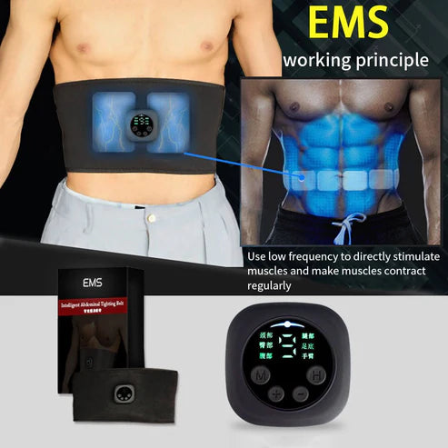 حزام EMS للياقة البدنية بشاشة رقمية ذكية